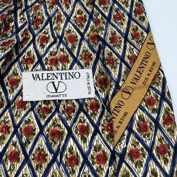 VALENTINO Cravatte Blue Rose Floral Silk Luxury Tie Vintage Flawed Read********* - Picture 4 of 8